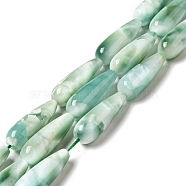 Natural Glass Beads Strands, Grade AB+, Teardrop, Aqua Blue, 30x10mm, Hole: 1mm, about 13pcs/strand, 15.5~15.7''(39.37~39.88cm)(G-I247-35B)