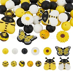 ARRICRAFT 55Pcs 13 Styles Silicone Beads, Silicone Teething Beads, Mixed Shapes, 15~30mm, Hole: 2mm(SIL-AR0001-21)