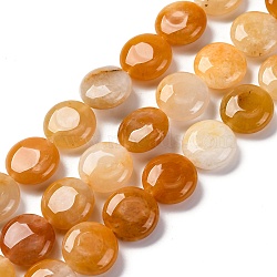 Natural Topaz Jade Beads Strands, Flat Round, 16x6.5~7mm, Hole: 1.2mm, about 25pcs/strand, 14.96~15.35 inch(38~39cm)(G-C159-A06-01)