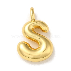 Brass Pendants, Real 18K Gold Plated, Letter S, 19.5x12.5x5.5mm, Hole: 3.3mm(KK-K354-01G-S)