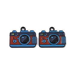 Alloy Enamel Pendants, Cadmium Free & Lead Free, Camera Charm, Dark Red, 17x20.5x1.5mm, Hole: 2mm(ENAM-R149-12C-EB)