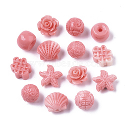 Synthetic Coral Beads, Mixed Shapes, Hot Pink, 9~23.5x10.5~19x9~17mm, Hole: 1.4mm(CORA-R019-042)