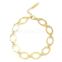 Ion Plating(IP) 304 Stainless Steel Horse Eye Link Bracelet for Women, Golden, 7 inch(17.7cm)(BJEW-K254-11A-G)