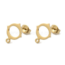 Ion Plating(IP) 304 Stainless Steel Stud Earring Findings, Golden, 12x10.5mm, Hole: 1.2mm, Pin: 0.7x11mm(STAS-I206-84G)