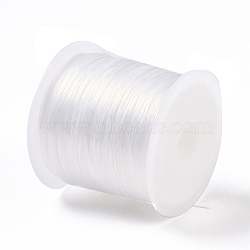 30M Elastic Crystal Thread, Jewelry Beading Cords, For Stretch Bracelet Making, White, 0.8mm, about 32.81 Yards(30m)/Roll(EW-G011-01T)