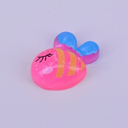 Transparent Resin Cabochon, Fish, Hot Pink, 17x18.5x7mm(RESI-WH0009-58)
