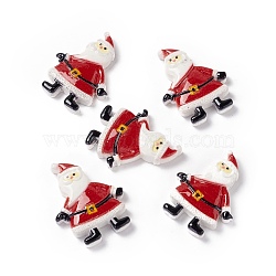 Christmas Themed Opaque Resin Cabochons, Christmas Santas, FireBrick, 25x19.5x5mm(CRES-P022-14)