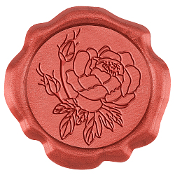 CRASPIRE 50Pcs Adhesive Wax Seal Stickers, Envelope Seal Decoration, for Craft Scrapbook DIY Gift, Peony Pattern, 30mm(DIY-CP0007-98G)