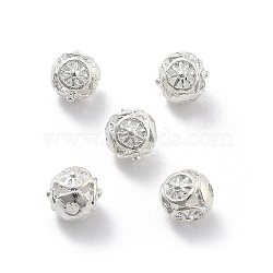 Alloy Hollow Beads, Round with Sun, Cadmium Free & Lead Free, Silver, 8x7~8mm, Hole: 1.5~2mm(PALLOY-P238-17S-RS)