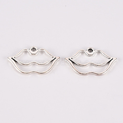 Tibetan Style Alloy Pendants, Lead Free & Cadmium Free, Lip, Antique Silver, 14.5x23.5x1.5mm, Hole: 1.5mm, about 530pcs/500g(TIBE-N010-73AS-RS)