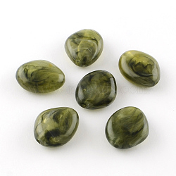 Imitation Gemstone Acrylic Beads, Olive, 37x30x14mm, Hole: 3mm, about 50pcs/500g(OACR-R019B-02)