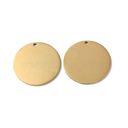 304 Stainless Steel Pendants, Stamping Blank Tag, Flat Round Charm, Real 18K Gold Plated, 28x1.3mm, Hole: 1.8mm(STAS-Q308-09U-G)