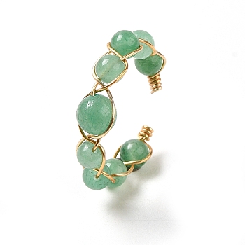 Adjustable Natural Green Aventurine with Brass Rings, Adjustable