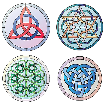 PVC Window Sticker, for Home Decoration, Square, Nordic Pagan Pattern, 16x16x0.03cm, 2pcs/style, 4 styles, 8pcs/set