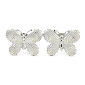 Non-Tarnish 304 Stainless Steel Stud Earrings for Women, Butterfly, Stainless Steel Color, 14.5x20mm