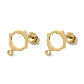 Ion Plating(IP) 304 Stainless Steel Stud Earring Findings, Golden, 12x10.5mm, Hole: 1.2mm, Pin: 0.7x11mm