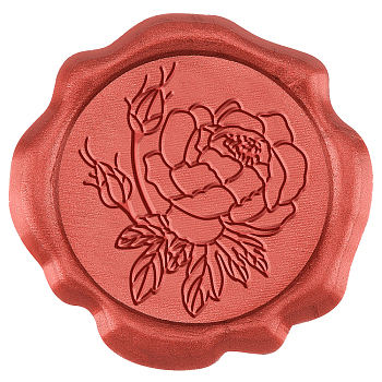 CRASPIRE 50Pcs Adhesive Wax Seal Stickers, Envelope Seal Decoration, for Craft Scrapbook DIY Gift, Peony Pattern, 30mm