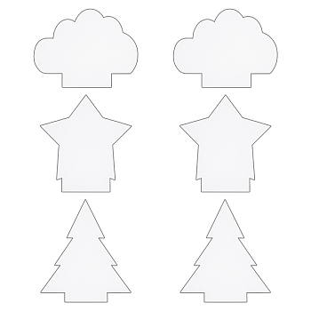 AHANDMAKER 6Pcs Christmas Tree & Star & Cloud Acrylic Board, Acrylic Lamp Holder Plate, Clear, 2pcs/style