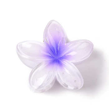 Plastic Claw Hair Clips, with Iron Findings, for Woman Girls, Flower, Violet, 74x79x45mm