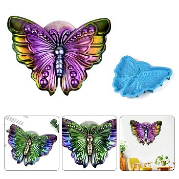 DIY Butterfly Silicone Molds, Resin Casting Molds, Fondant Molds, for Candy, Chocolate, UV Resin, Epoxy Resin Jewelry Making, Deep Sky Blue, 160x215x21mm