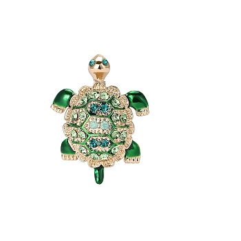 Tortoise Enamel Pin, Alloy Rhinestone Brooch for Backpack Clothes, Lime Green, 41x31mm