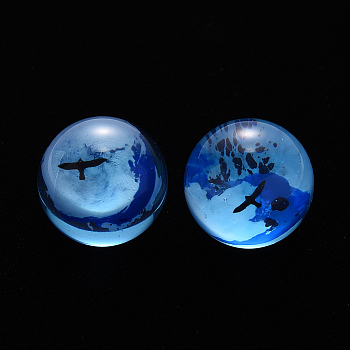 Transparent Epoxy Resin Beads, with Plastic Double Seagulls Inside, No Hole/Undrilled, Round, Royal Blue, 20mm