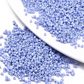 11/0 Grade A Glass Seed Beads, Cylinder, Uniform Seed Bead Size, Baking Paint, Cornflower Blue, 1.5x1mm, Hole: 0.5mm, about 20000pcs/bag