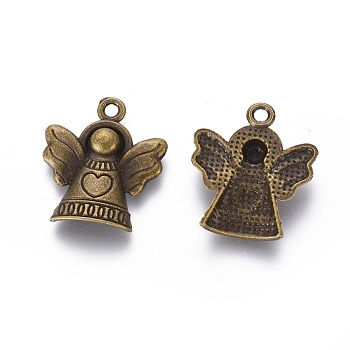 Tibetan Style Alloy Pendants, Lead Free & Cadmium Free & Nickel Free, Angel, Antique Bronze Color, 21x19x3mm, Hole: 2mm