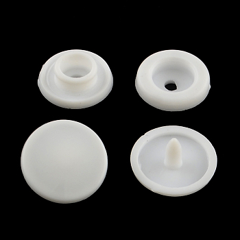 Plastic Snap Fasteners, Raincoat Snap Buttons, Flat Round, White, 10mm, Hole: 2mm