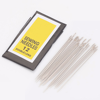 Carbon Steel Sewing Needles, Darning Needles, Platinum, 40x0.45mm, Hole: 0.3mm