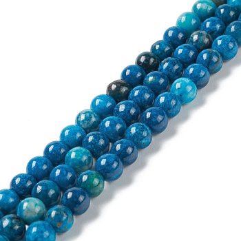 Natural Gemstone Beads Strands, Dyed, Round, Dodger Blue, 6mm, Hole: 0.5mm, about 67pcs/strand, 15.55 inch(39.5cm)