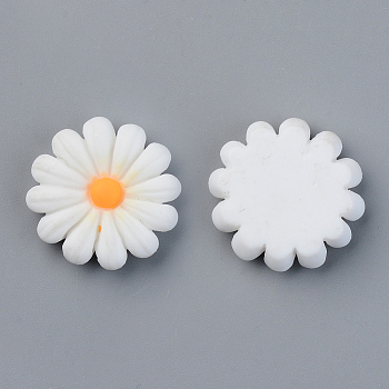 Resin Cabochons, Opaque, Sunflower, White, 23x6.5mm