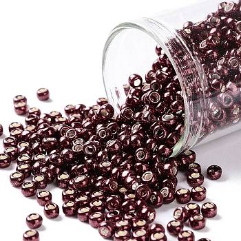 TOHO Round Seed Beads, Japanese Seed Beads, (564) Galvanized Cabernet, 8/0, 3mm, Hole: 1mm, about 1110pcs/50g