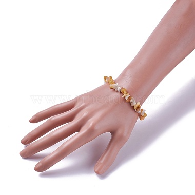 Bracelets extensibles en perles de quartz rutées en or naturel(BJEW-JB04152-03)-3