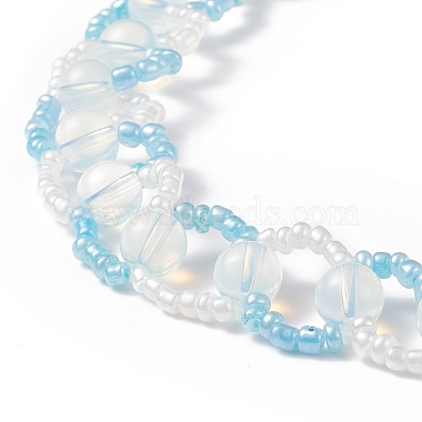 Opale et graine de verre braded anneau wrap colliers de perles pour les femmes(NJEW-JN03946)-4