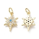 Brass Micro Pave Clear Cubic Zirconia Charms(X-ZIRC-Q024-02G)-1
