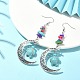 Dyed Synthetic Turquoise Crescent Moon with Tortoise Dangle Earring(EJEW-JE05269-02)-3