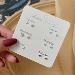 6 Pairs Anti-Tarnish Exquisite Alloy Stud Earrings Sets with Brass Pin for Girls Women, Mixed Shape, Platinum, Package Size: 75x75mm(WG93702-07)