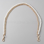 Plastic Imitation Pearl Beaded Double Strand Bag Handles, with Iron Cable Chain & Swivel Clasp, Golden, 612~617x7mm(DIY-WH0449-21B-G)