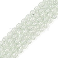 Transparent Crackle Glass Beads Strands, Oval, Honeydew, 8x5.5~6mm, Hole: 1mm, about 100pcs/strand, 31.4 inch(X-DGLA-S085-6x8-01)