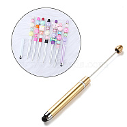 ABS Plastic Touch Screen Stylus, Iron Beadable Pen, for DIY Personalized Pen with Jewelry Bead, Gold, 148x10mm(AJEW-M225-01C)