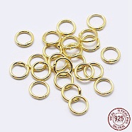 925 Sterling Silver Round Rings, Soldered Jump Rings, Closed Jump Rings, Golden, 21 Gauge, 6x0.7mm, Inner Diameter: 4mm(STER-F036-03G-0.7x6)