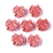 Synthetic Coral Pendants, Flower, Dyed, Hot Pink, 19x20.5x12mm, Hole: 1.2mm(CORA-R019-031)