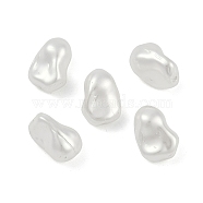 Glass Profiled Pearl Beads, Pearlized, Teardrop, White, 15~15.5x10.5~11x9~10mm, Hole: 1~1.2mm(HY-Z001-05A)