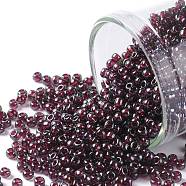 TOHO Round Seed Beads, Japanese Seed Beads, (364) Lustered Amethyst Transparent, 11/0, 2.2mm, Hole: 0.8mm, about 1110pcs/bottle, 10g/bottle(SEED-JPTR11-0364)