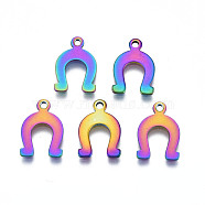 Ion Plating(IP) 201 Stainless Steel Charms, Cadmium Free & Nickel Free & Lead Free, Mark, Rainbow Color, 14x9x1mm, Hole: 1.4mm(STAS-S119-133)