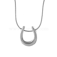 Stainless Steel Teardrop Pendant Necklaces, Finger Rings Holder Necklace, Stainless Steel Color, 15.75 inch(40cm)(JB6255-1)