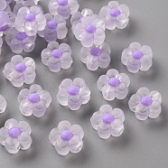 Transparent Acrylic Beads, Frosted, Bead in Bead, Flower, Lilac, 12x12.5x6mm, Hole: 2.5mm, about 893pcs/500g(TACR-S152-06C-SS2114)