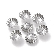304 Stainless Steel Bead Caps, Multi-Petal, Flower, Stainless Steel Color, 9.5x10x3mm, Hole: 1.2mm(STAS-K194-06P-02)