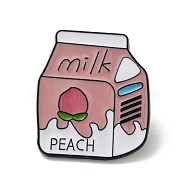 Zinc Alloy Brooches, Enamel Pins, Black, Milk Carton, Pink, 28.5x25x1.5mm(JEWB-O011-01F)